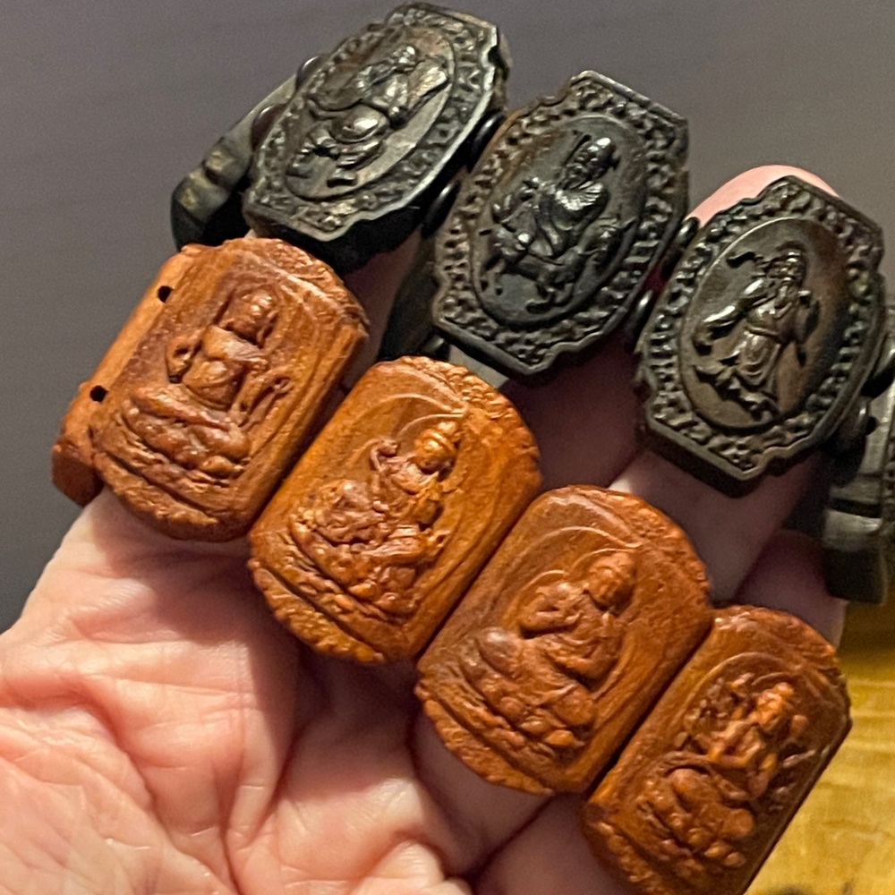 Carved Wooden Buddha Bracelets